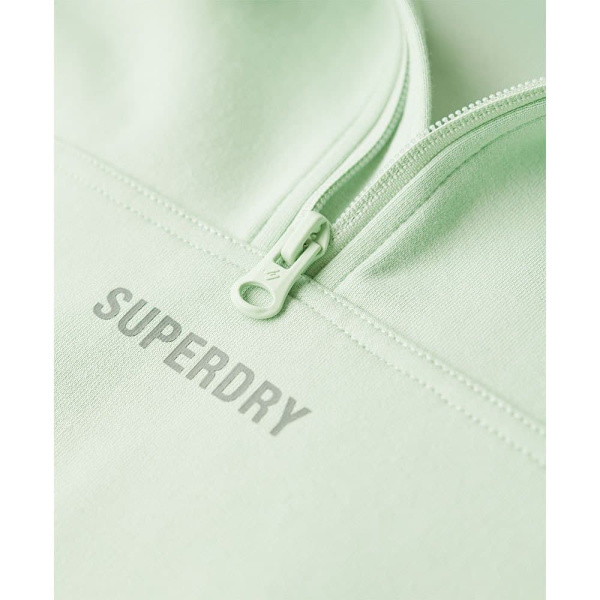 Superdry Sport Tech Relaxed Half Halv Lynlås Sweatshirt Grøn L Kvinde