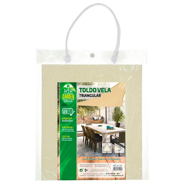 Aktive Kolmiovarjoinen Markiisi Uv 500x500x500 Cm 50 Suojaus Beige
