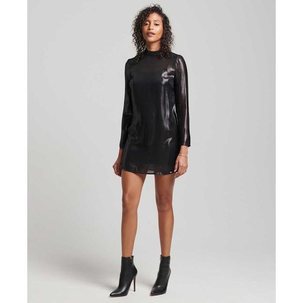 Superdry Langærmet Kort Kjole Studios Sparkle Sort XS Kvinde