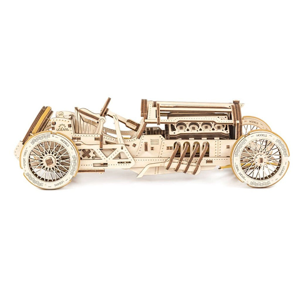 Ugears Grand Prix Bil Trä Mekanisk Modell U-9 Guld