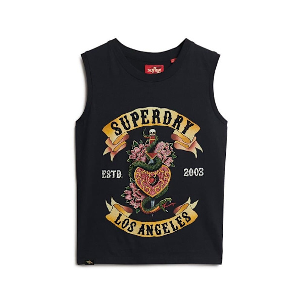 Superdry Tattoo Rhinestone Tank ærmeløs T-shirt Flerfarvet L Kvinde