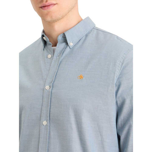 Scotch & Soda Essential Oxford Solid Skjorte Med Lange ærmer Blå M Mand