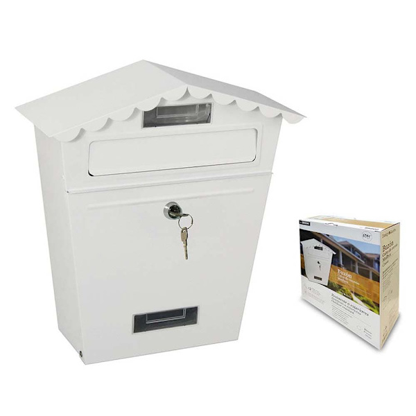 Edm Klassinen Postilaatikko With 2 Keys 295x105x355 Mm Valkoinen