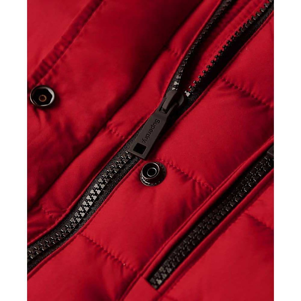 Superdry Puffer Jakke Fuji Longline Rød S Kvinde