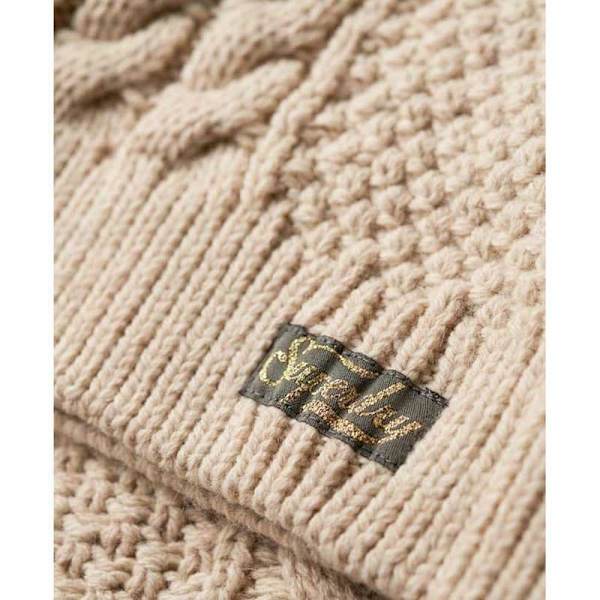 Superdry Aran Cable Knit Striktrøje Med Høj Hals Beige XS Kvinde