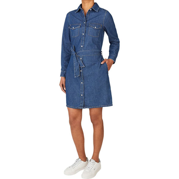 Pepe Jeans Regular Langærmet Kort Kjole Blå S Kvinde