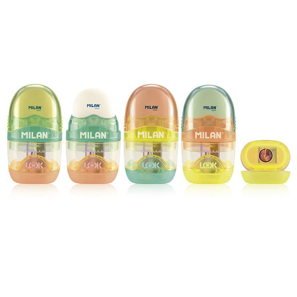 Milan Udstillingsboks 16 New Look Viskelæder Med Blyant Blyantspidser New Look Serie Transparent