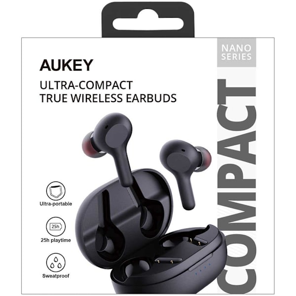 Aukey Ægte Trådløse Hovedtelefoner Ultra Compact Sort