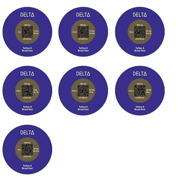 Delta Punottu Teflon 8 Braid 300 M Punainen 0.245 mm