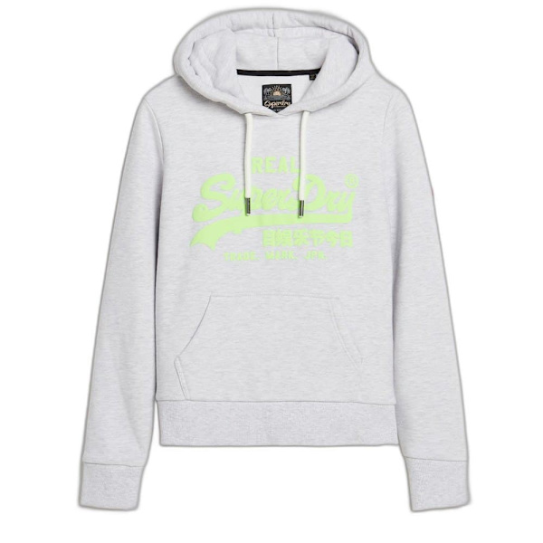 Superdry Neon Vintage Logo Graphic Tröja Med Huva Grå XS Kvinna