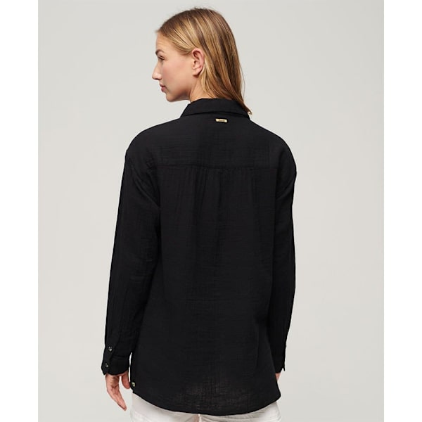 Superdry Longline Pitkähihainen Kauluspaita Musta S Nainen