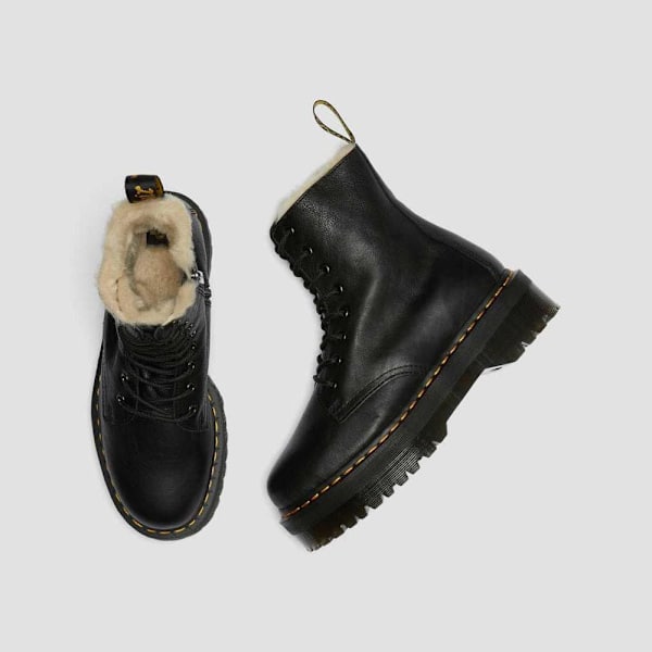 Dr Martens Jadon Faux Fur Lined Platform Støvler Sort EU 38 Mand