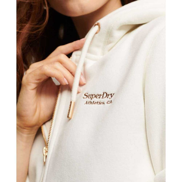Superdry Sweatshirt Med Full Dragkedja Essential Logo Beige XS Kvinna