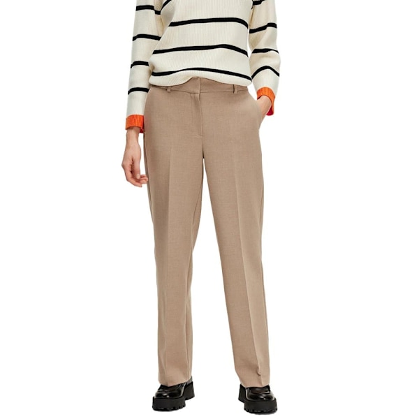 Selected Keskivyötäröhousut Rita Wide Fit Beige 40 / 30 Nainen