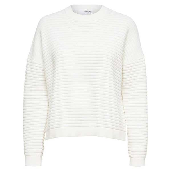 Selected O Neck Tröja Laurina Vit S Kvinna