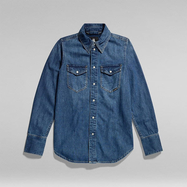 G-star Western Slim Fit Pitkähihainen Kauluspaita Sininen S Nainen