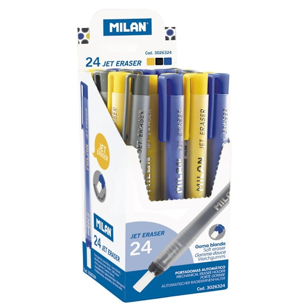 Milan Display Box 24 Jet Eraser Jet Eraser Automatiska Suddgummihållare Durchsichtig