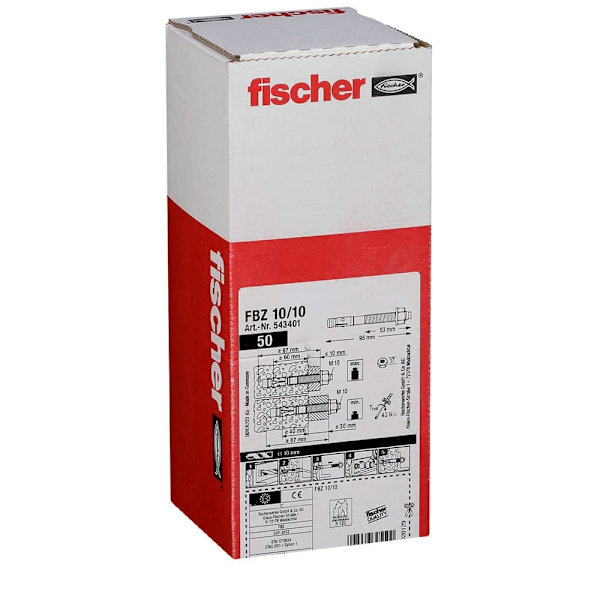 Fischer Group Bolt Anchor Fbz 10/10 50 Units Grå