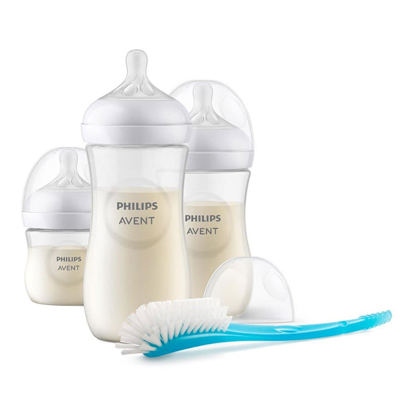 Philips Avent Svarpakke: Natural 1 Spædbarn Flaske 125ml + 2 Spædbarn Flasker 260ml + 1 Spædbarn Flaske Rengøring Børste Transparent