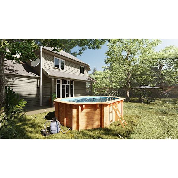 Gre Oval Træ Poolforing Grenade 2 Brun 387 x 286 x 114 cm