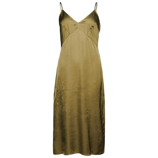 Superdry Ærmeløs Midikjole Satin Cami Slip Grøn M Kvinde
