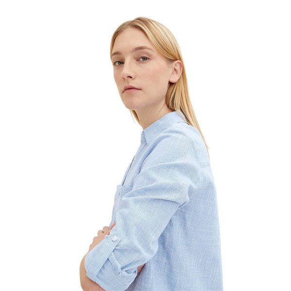 Tom Tailor Blus With Slub Structure 1035247 Blå 38 Kvinna