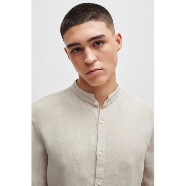 Hugo Elvory 10248298 Skjorte Med Lange ærmer Beige L Mand