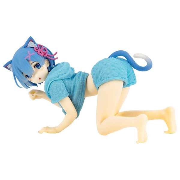 Taito Prize Re: Zero Starting Life In Another World Pvc-staty Version Rem Cat Roomwear Blå