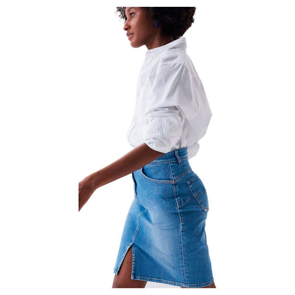 Salsa Jeans Midi Kjol Push In Secret Glamour Denim Blå 31 Kvinna