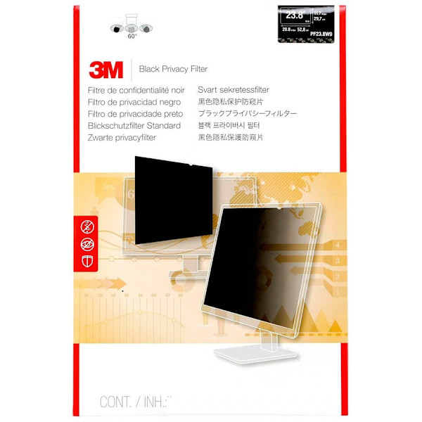 3m Pf238w9 Privacy Filter Black 60.45cm 23.8´´ 16:9 Kirkas musta