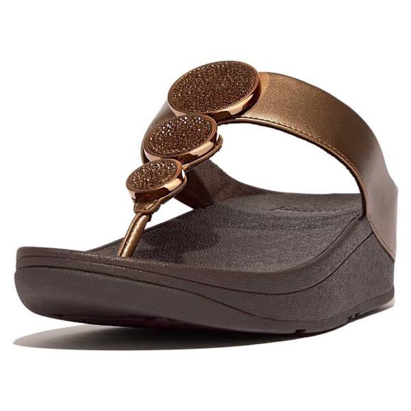 Fitflop Halo Bead-circle Metallic Toe-post Tofflor Brun EU 37 Kvinna