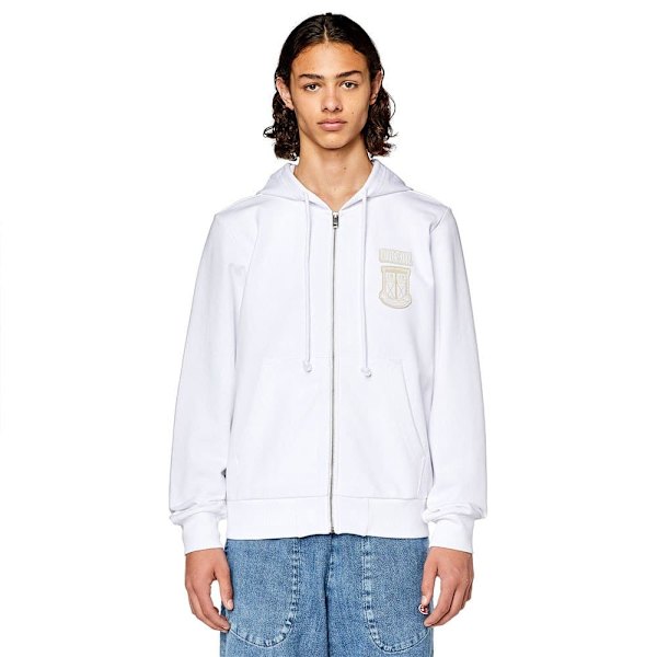 Diesel Sweatshirt Med Fuld Lynlås Ginn K10 Hvid M Mand