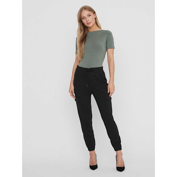 Vero Moda Cargo Byxor Med Mitten Av Midjan Eva Svart L / 34 Kvinna