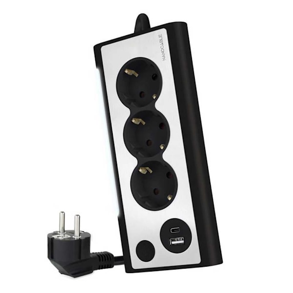 Nanocable Strøms Strimmel 10.37.0013-bk 3 Outlets Med Usb Søvfarvet