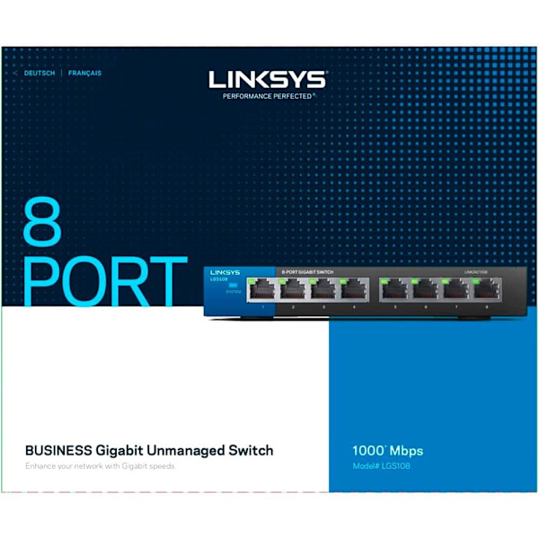 Linksys Unmanaged Gigabit Switch 8 Port Lgs108-eu-rtl Musta