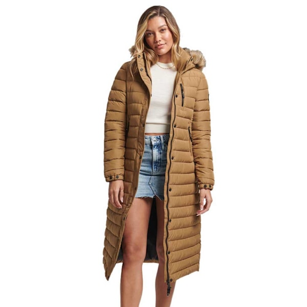 Superdry Jakke Super Long Line Fuji Beige XS Kvinde