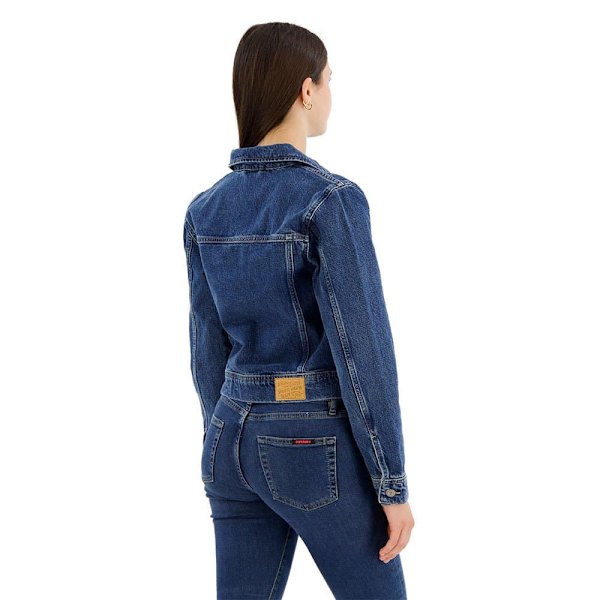 Superdry Trucker Jeansjacka Blå M Kvinna