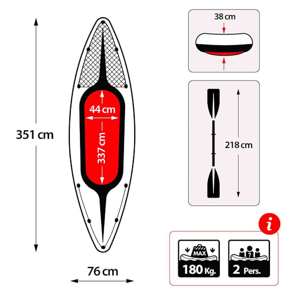 Intex Uppblåsbar+ Challenger K2 2 Paddlar Kajak Grönt,Blå 351 x 76 x 38 cm