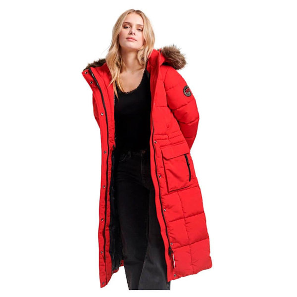 Superdry Pufferjacka Everest Longline Röd XS Kvinna