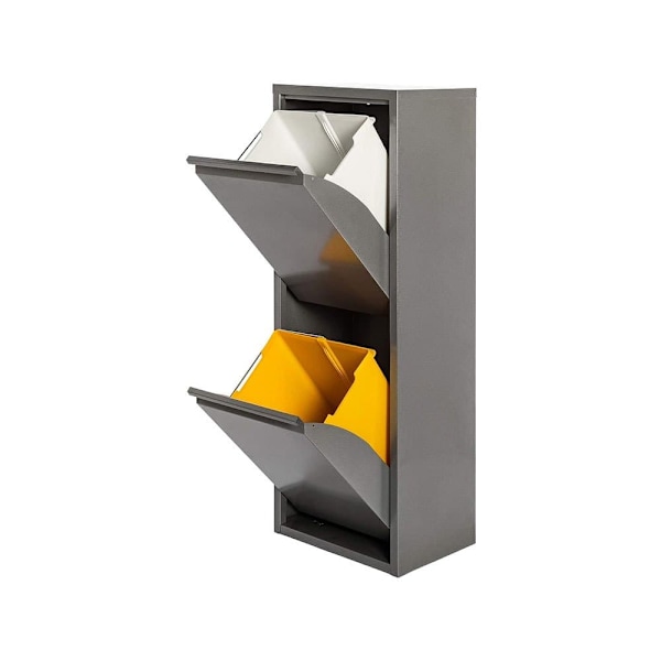 Wellhome Metallisk 2-rums Skraldespand Og Genbrugsbeholder 34l