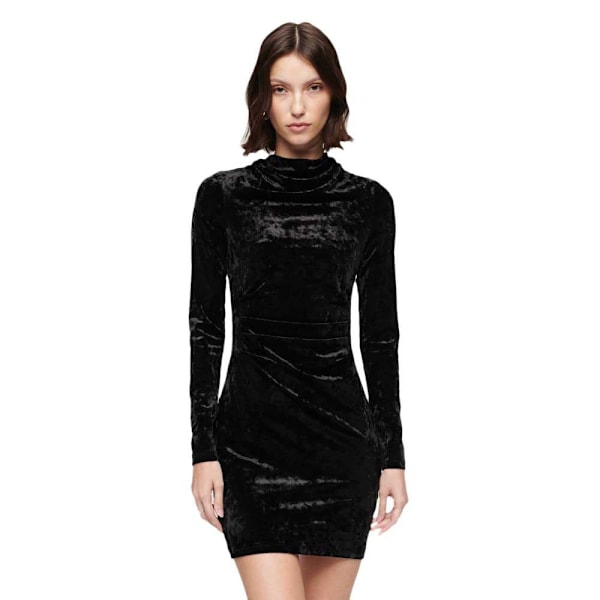 Superdry Velvet Longsleeved Mini Kjole Sort XS Kvinde