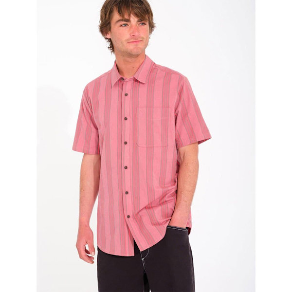 Volcom Newbar Stripe Kortærmet Skjorte Rosa S Mand