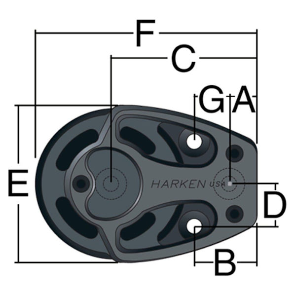 Harken Remskive High Load Footblock 57 Mm With Lockoff Sort