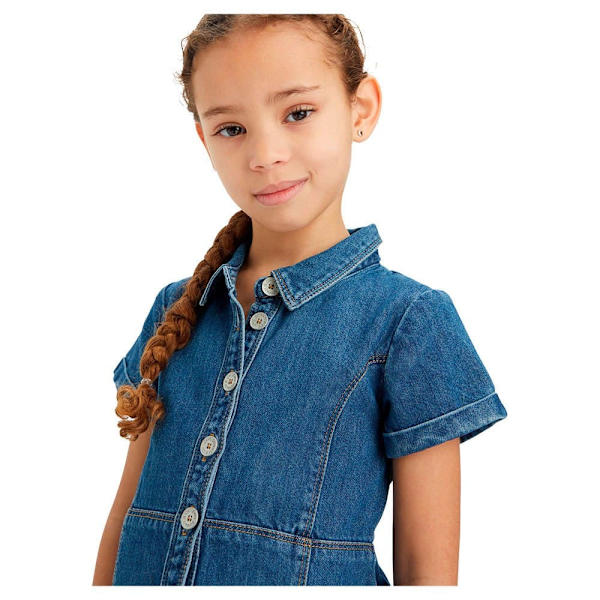 Levi´s ® Kids Button Front Denim Lyhythihainen Lyhyt Mekko Sininen 14 Years Tyttö