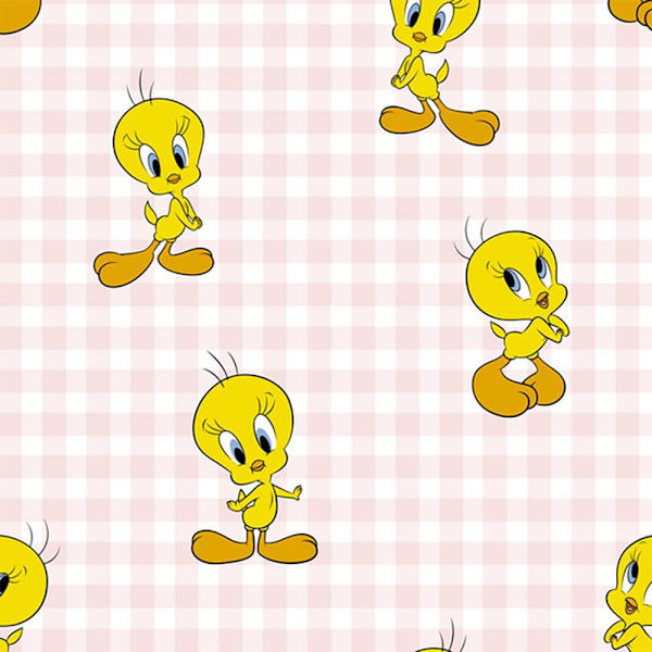 Play Fabrics Dynetæppe Tweety Vichy Rosa Til Maxicuna 115x145 Cm