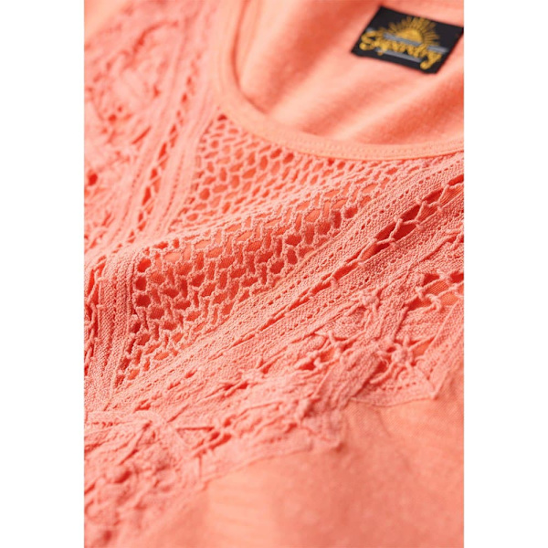 Superdry Lace ärmlös T-shirt Orange M Kvinna