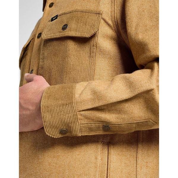 Lee Mixed Fabric Skjorte Med Lange ærmer Brun L Mand