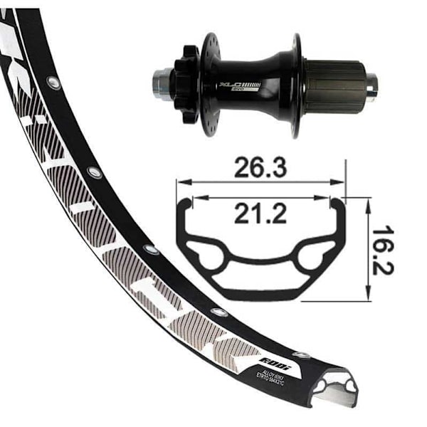 Xlc Rodi Black Rock Evo 26´´ 6b Disc Mtb Bakhjul Svart 12 x 142 mm