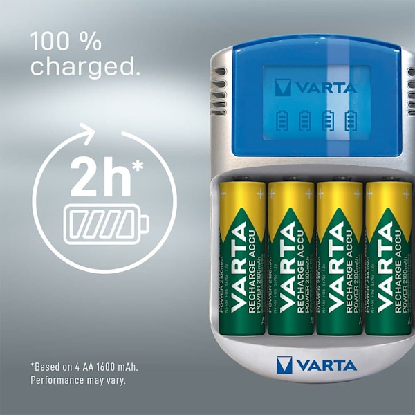 Varta Lcd Oplader 12v Usb+4 2600mah Mignon Aa Søvfarvet