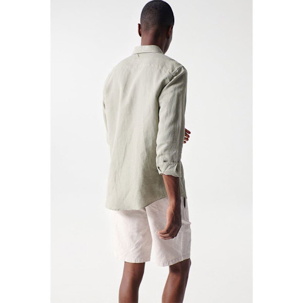 Salsa Jeans Lang ærmet Skjorte Cotton Linnen Regular Fit Grøn M Mand